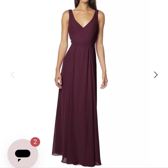 BILL Levkoff Wine Burgundy V Neck Chiffon Gown 10 - Picture 1 of 16